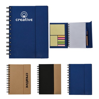 Spiral Notebook With Sticky Notes And A Pen