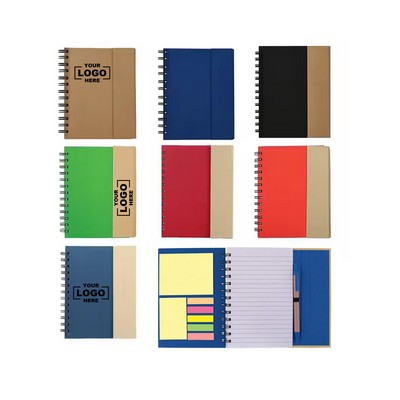 Spiral Notebook w/ Eco Sticky Notes & Magnetic Closure